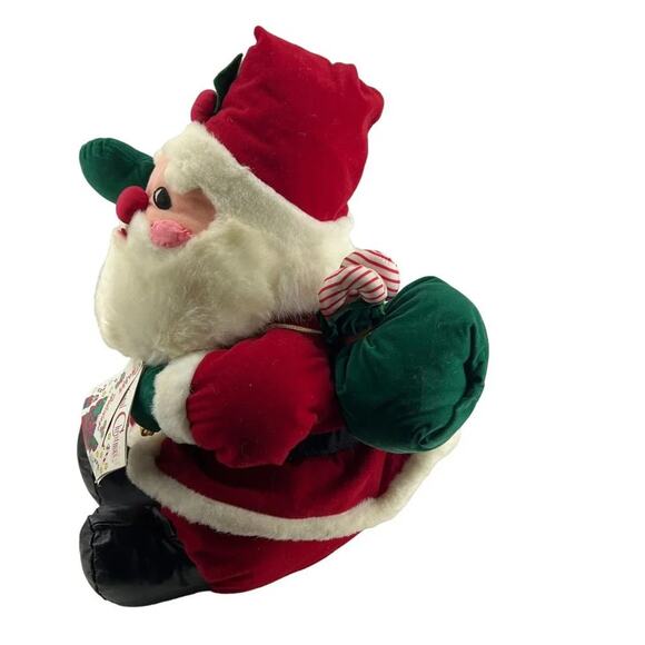 Vintage International Christmas Plush Waving Santa with Sack - Picture 6 of 14